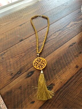 Yellow Beaded Tassel Pendant Necklace - Women Jewelry